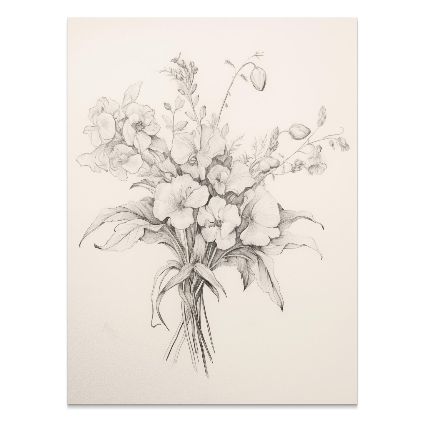 Premium Poster of Botanical Floral Sketch Art Beautiful Wall Posters