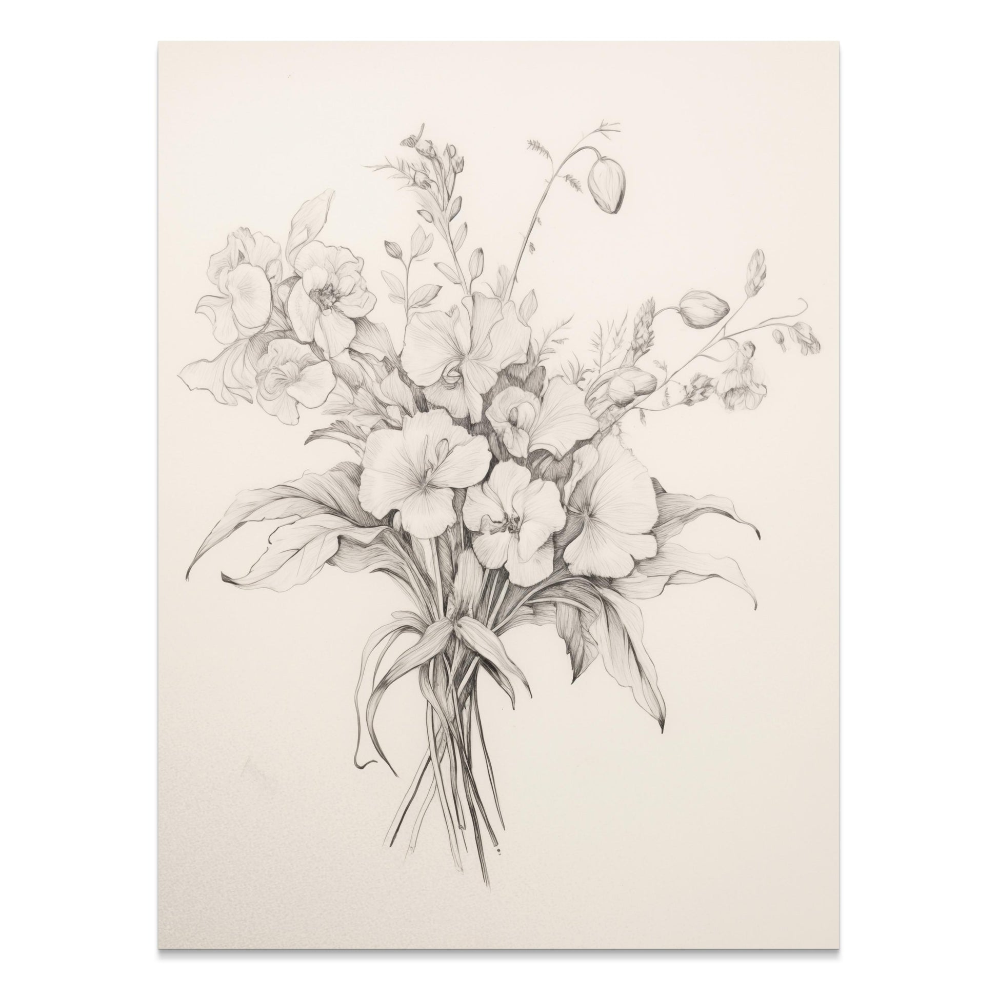Premium Poster of Botanical Floral Sketch Art Beautiful Wall Posters