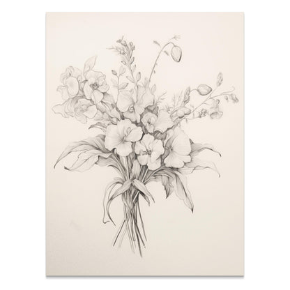 Premium Poster of Botanical Floral Sketch Art Beautiful Wall Posters