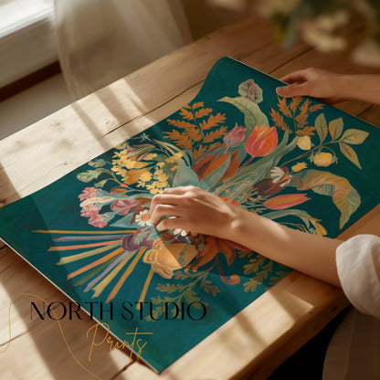 Premium Poster of Botanical Flower Bouquet Painting Art Posters