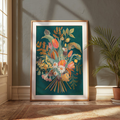 Premium Poster of Botanical Flower Bouquet Painting Art Posters