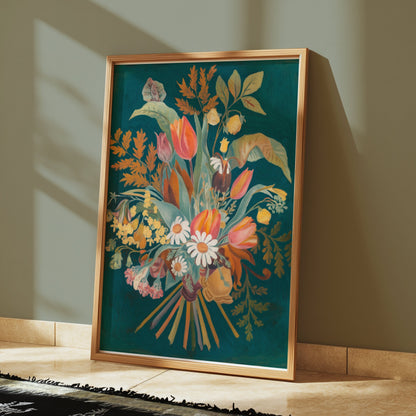 Premium Poster of Botanical Flower Bouquet Painting Art Posters