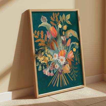 Premium Poster of Botanical Flower Bouquet Painting Art Posters