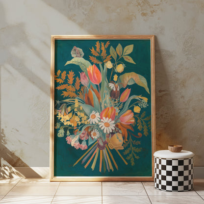 Premium Poster of Botanical Flower Bouquet Painting Art Posters
