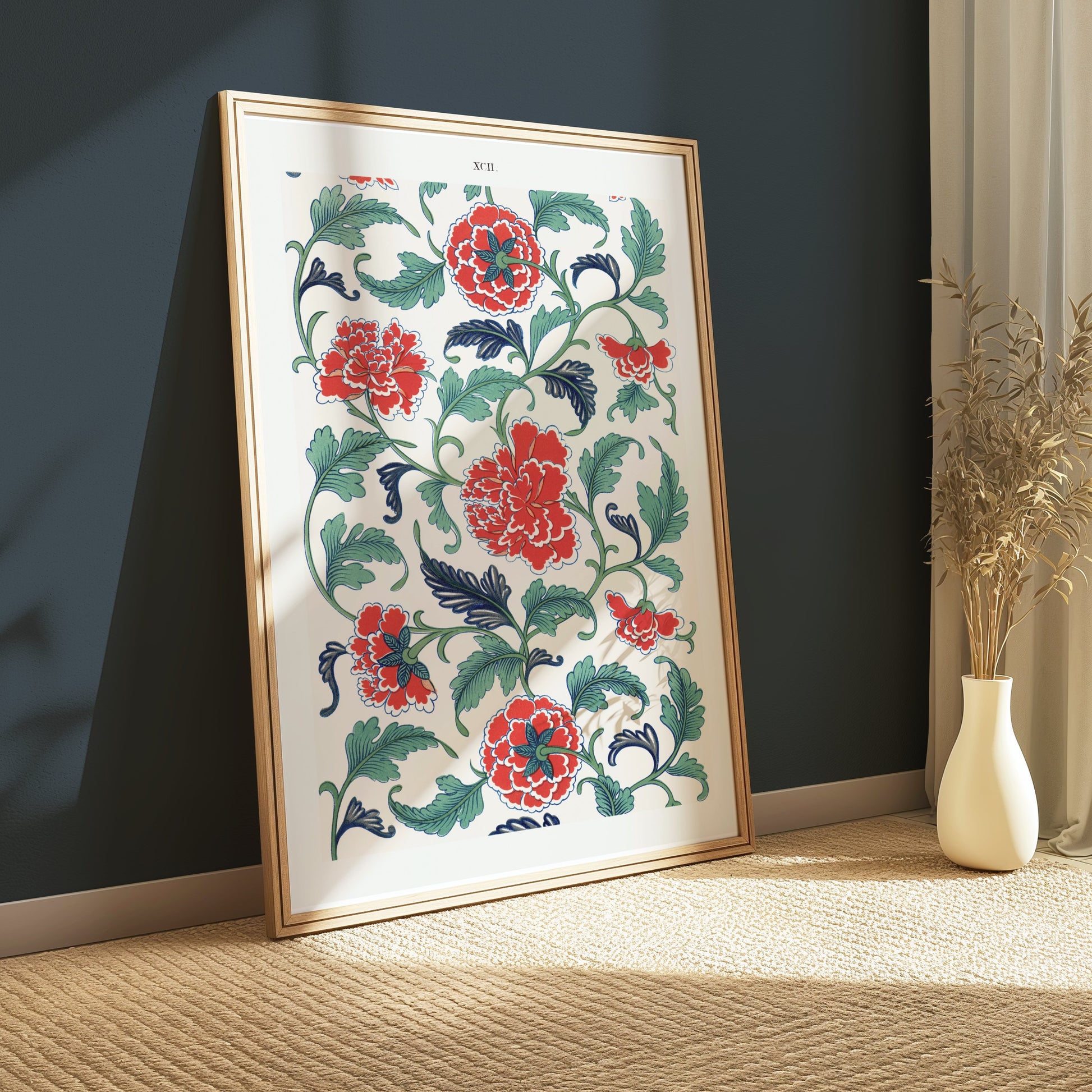 Premium Poster of Botanical Red Floral Art Prints for Classic Home Decor Posters