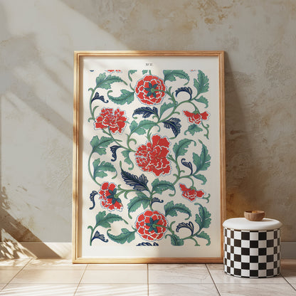 Premium Poster of Botanical Red Floral Art Prints for Classic Home Decor Posters