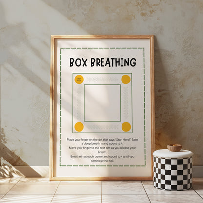 Premium Poster of Box Breathing Instructional Art Print for Mindfulness Posters