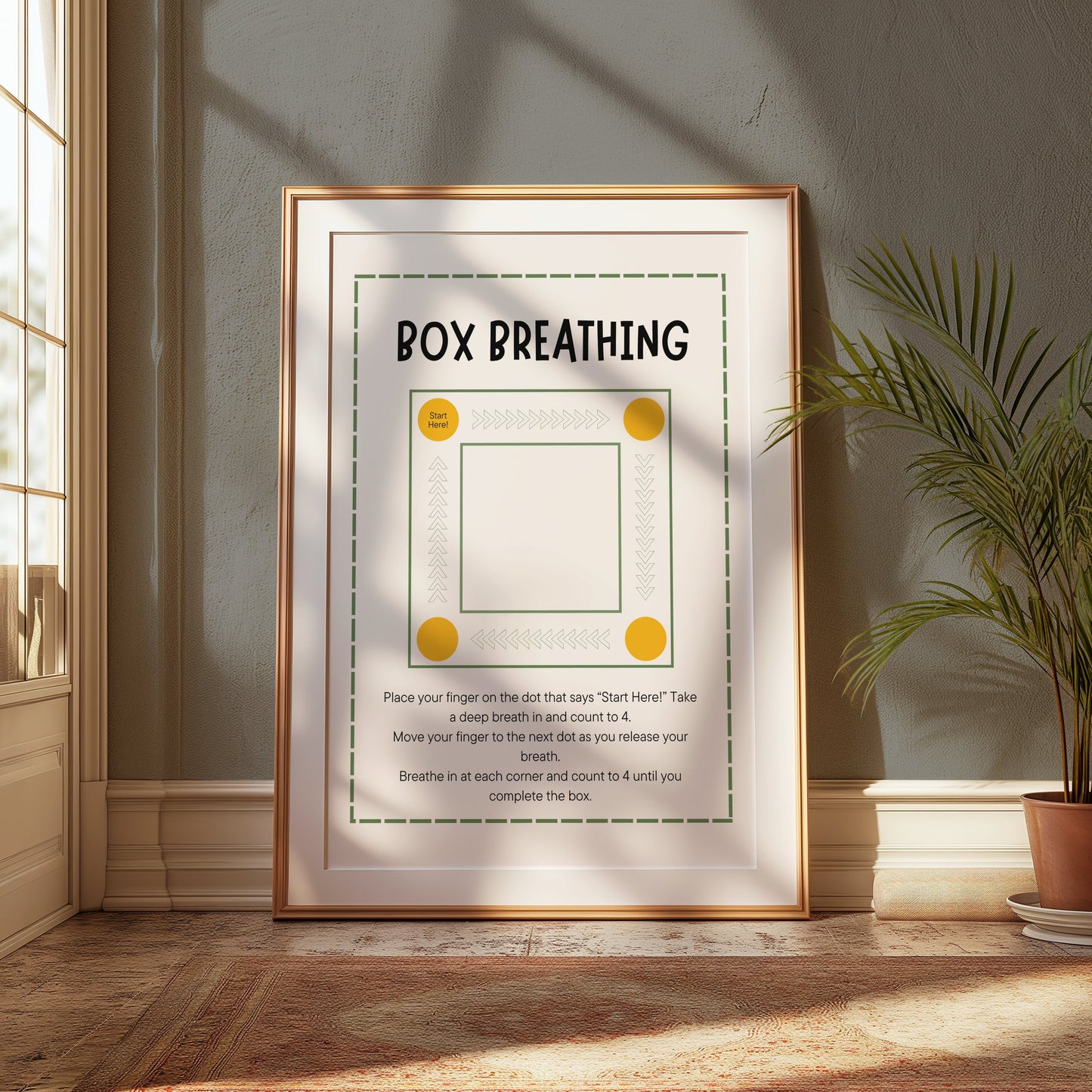 Premium Poster of Box Breathing Instructional Art Print for Mindfulness Posters