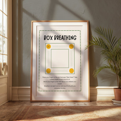 Premium Poster of Box Breathing Instructional Art Print for Mindfulness Posters