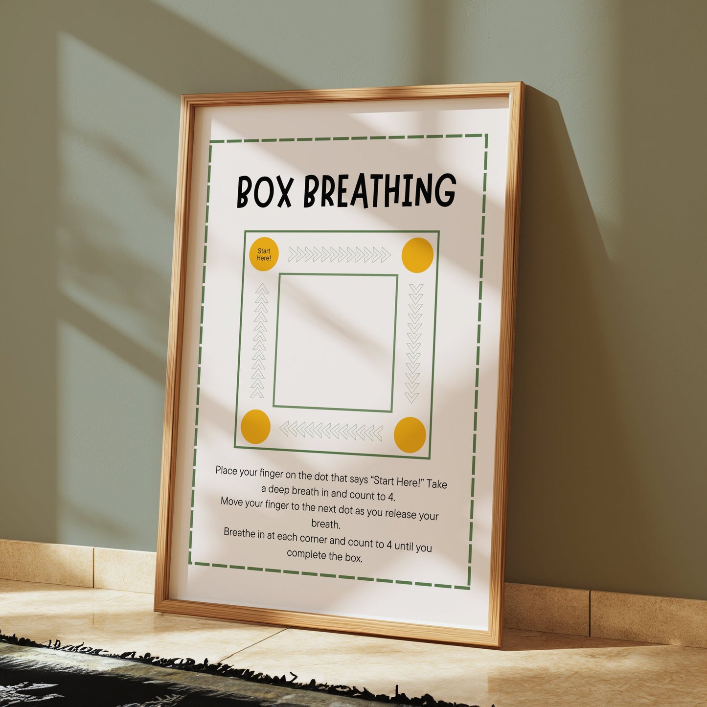 Premium Poster of Box Breathing Instructional Art Print for Mindfulness Posters