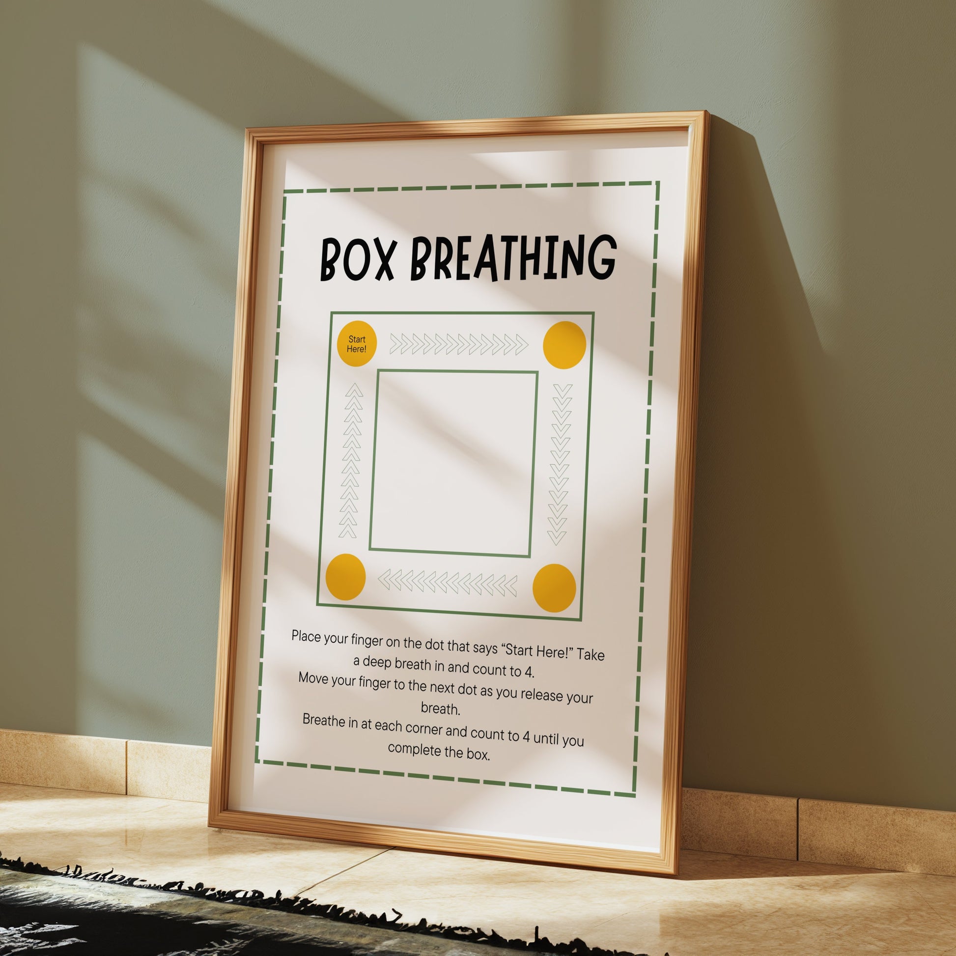 Premium Poster of Box Breathing Instructional Art Print for Mindfulness Posters