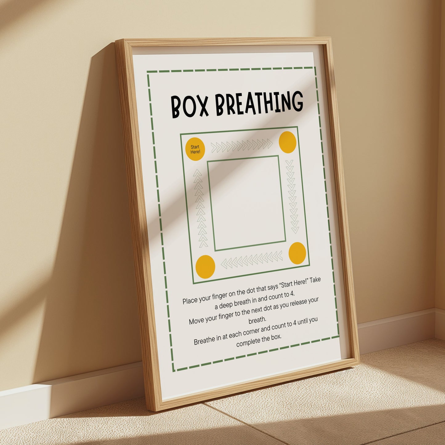 Premium Poster of Box Breathing Instructional Art Print for Mindfulness Posters