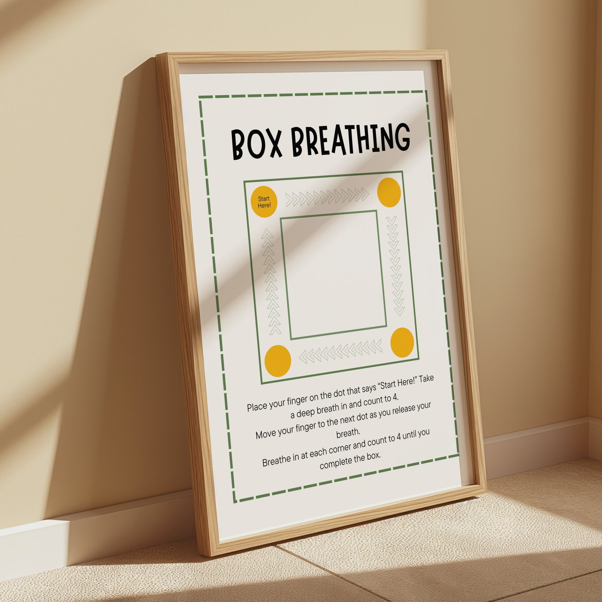 Premium Poster of Box Breathing Instructional Art Print for Mindfulness Posters