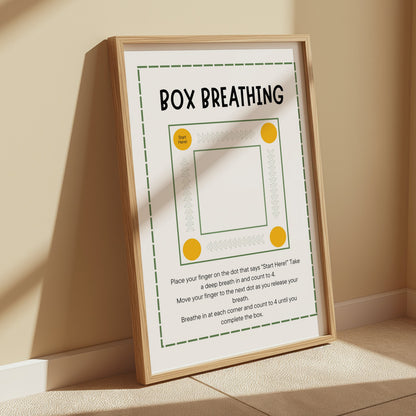 Premium Poster of Box Breathing Instructional Art Print for Mindfulness Posters