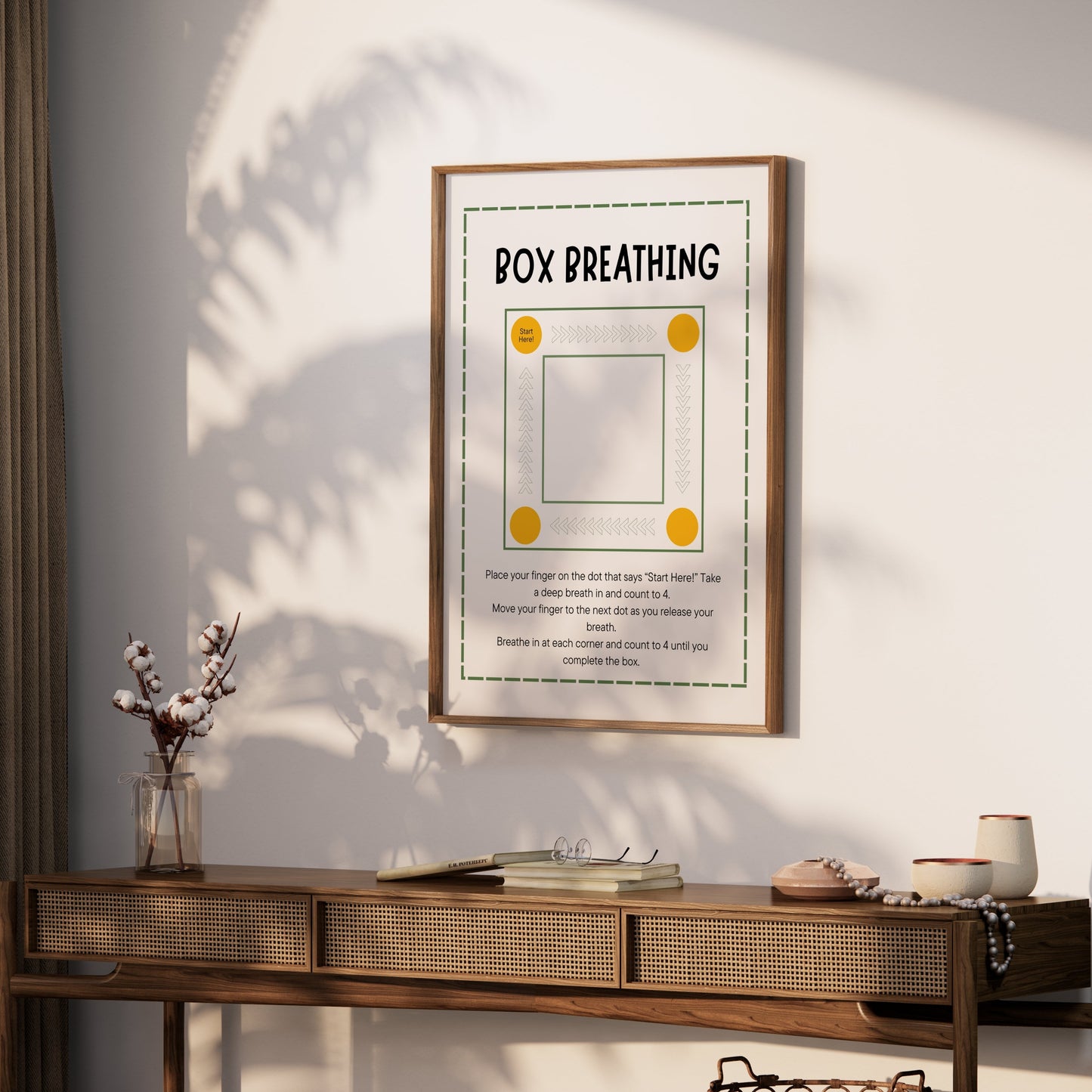 Premium Poster of Box Breathing Instructional Art Print for Mindfulness Posters