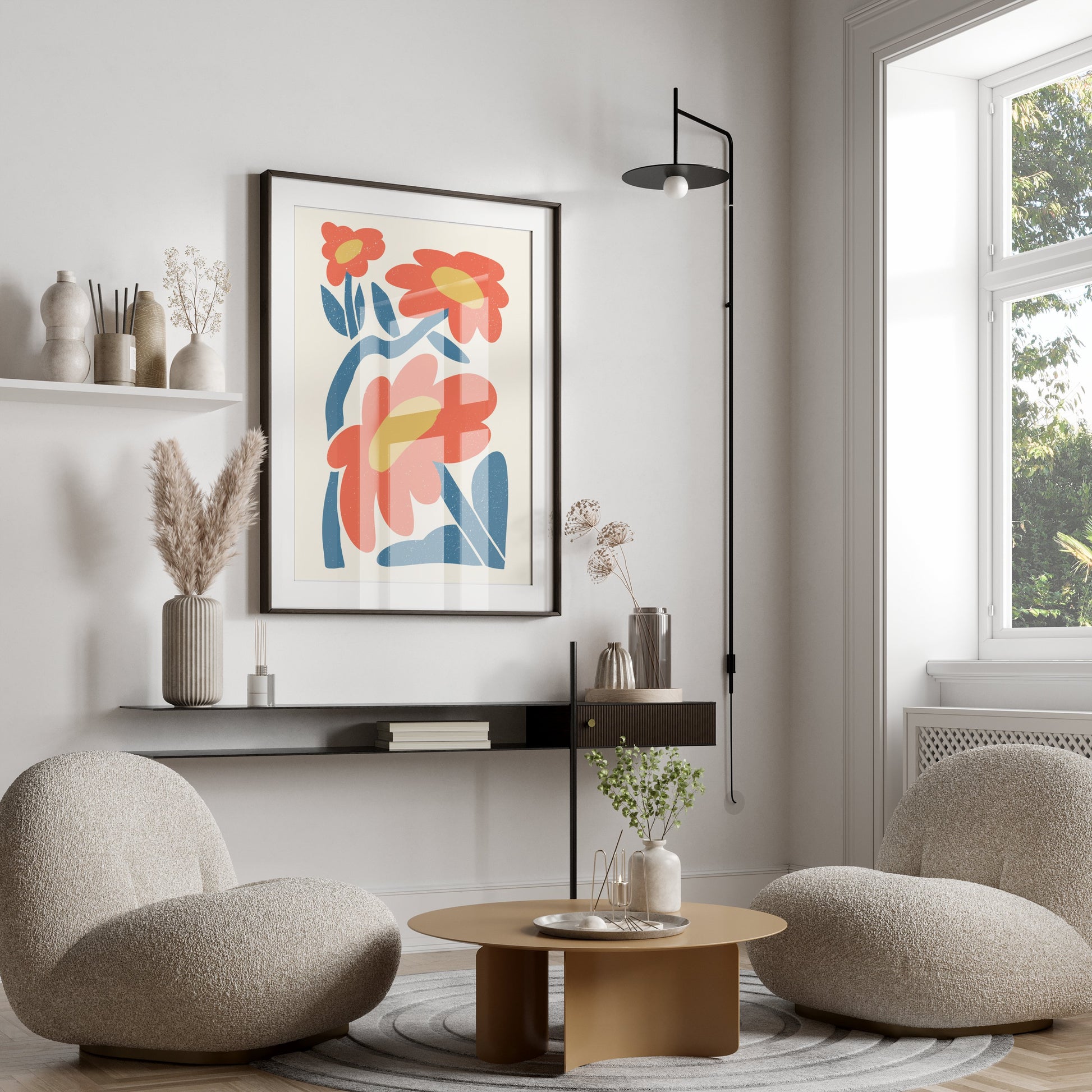 Premium Poster of Bright Floral Blossoms Art Print Wall Decor for Home Posters