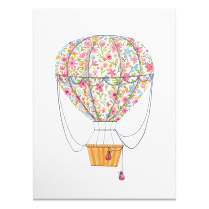 Premium Poster of Bright Floral Hot Air Balloon Wall Art Posters