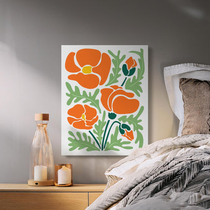 Premium Poster of Bright Orange Poppy Flower Floral Wall Art Canvas Wraps