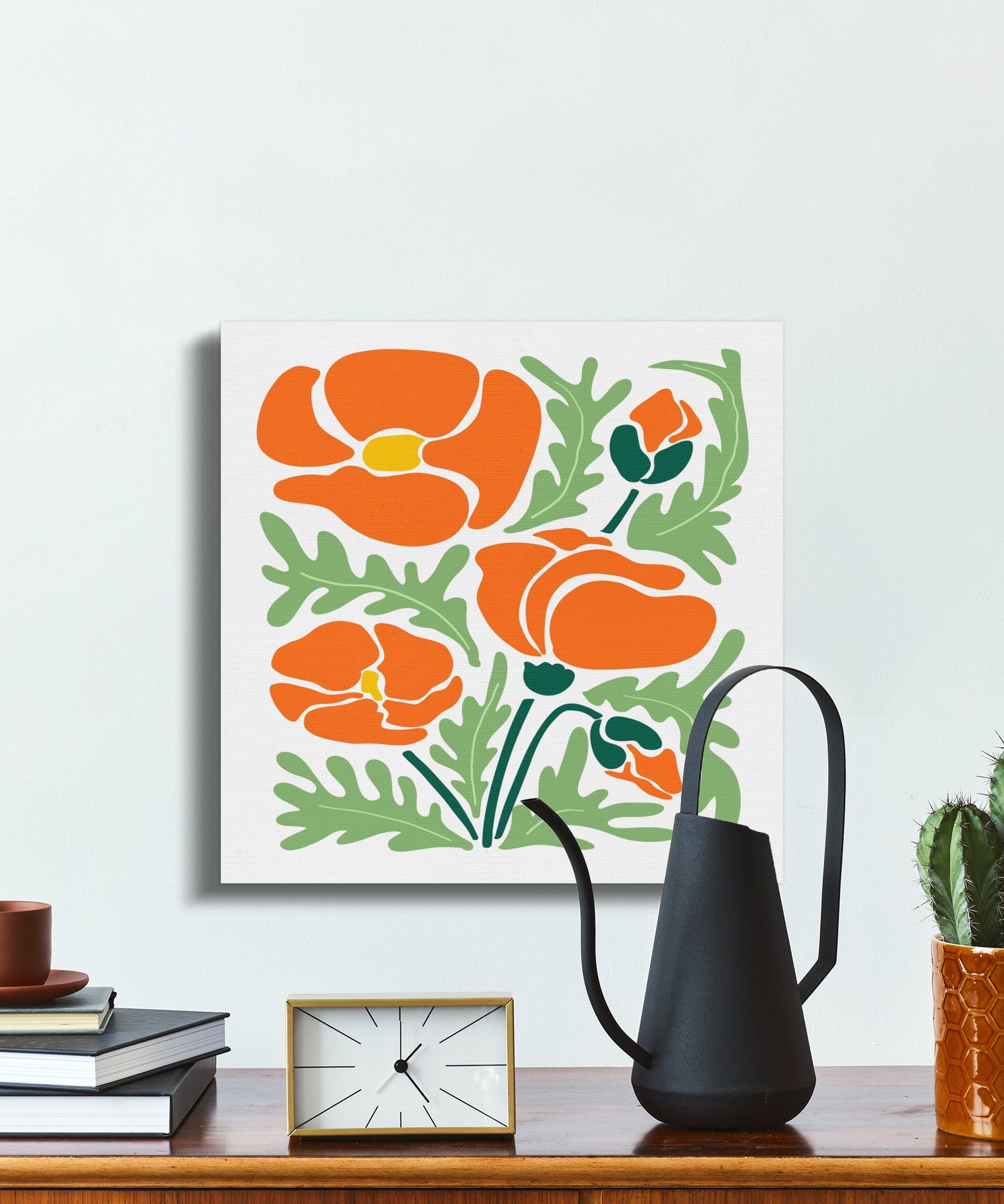 Premium Poster of Bright Orange Poppy Flower Floral Wall Art Canvas Wraps