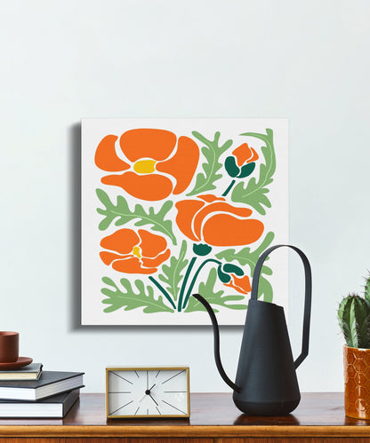 Premium Poster of Bright Orange Poppy Flower Floral Wall Art Canvas Wraps