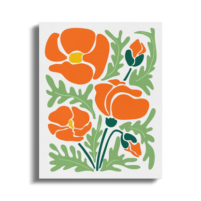 Premium Poster of Bright Orange Poppy Flower Floral Wall Art Canvas Wraps