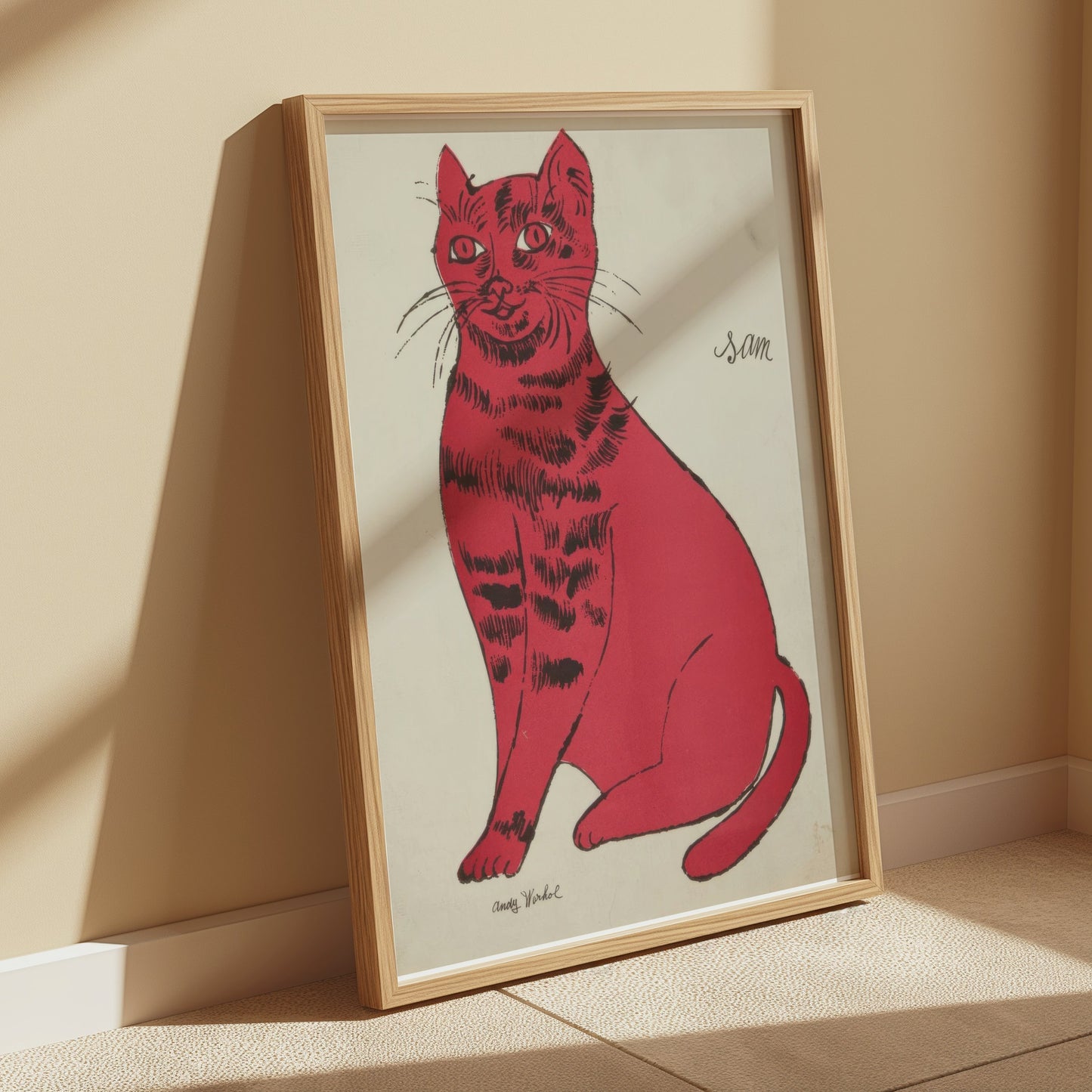 Premium Poster of Bright Red Cat Illustration Sam Vintage Art Posters