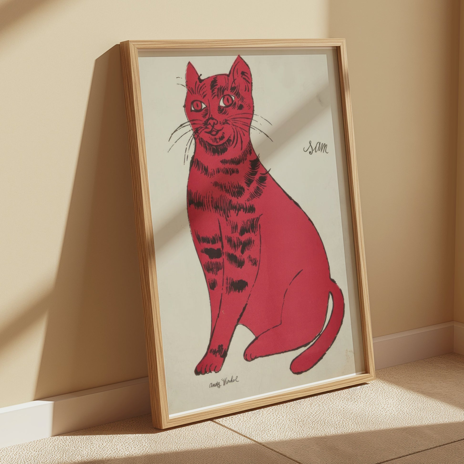Premium Poster of Bright Red Cat Illustration Sam Vintage Art Posters