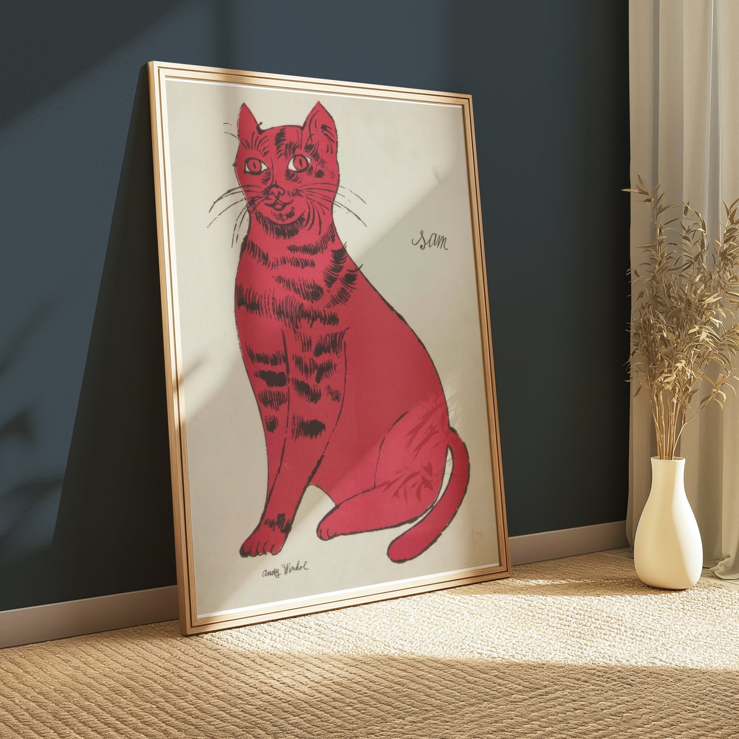 Premium Poster of Bright Red Cat Illustration Sam Vintage Art Posters