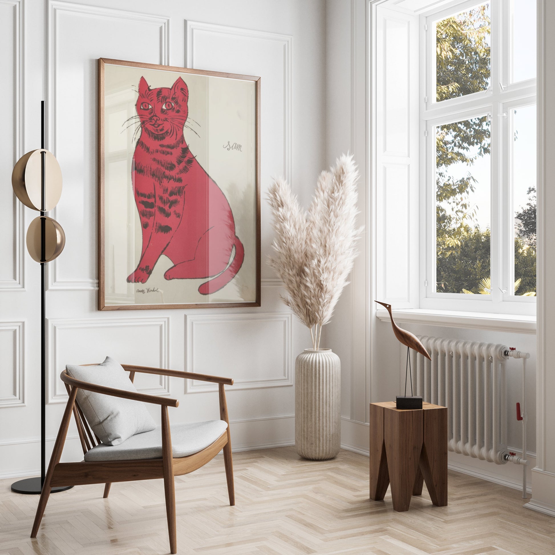 Premium Poster of Bright Red Cat Illustration Sam Vintage Art Posters