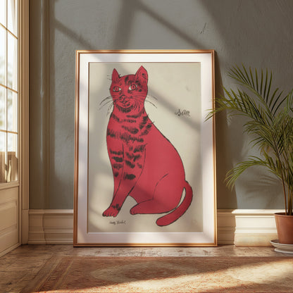 Premium Poster of Bright Red Cat Illustration Sam Vintage Art Posters