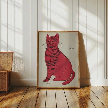 Premium Poster of Bright Red Cat Illustration Sam Vintage Art Posters