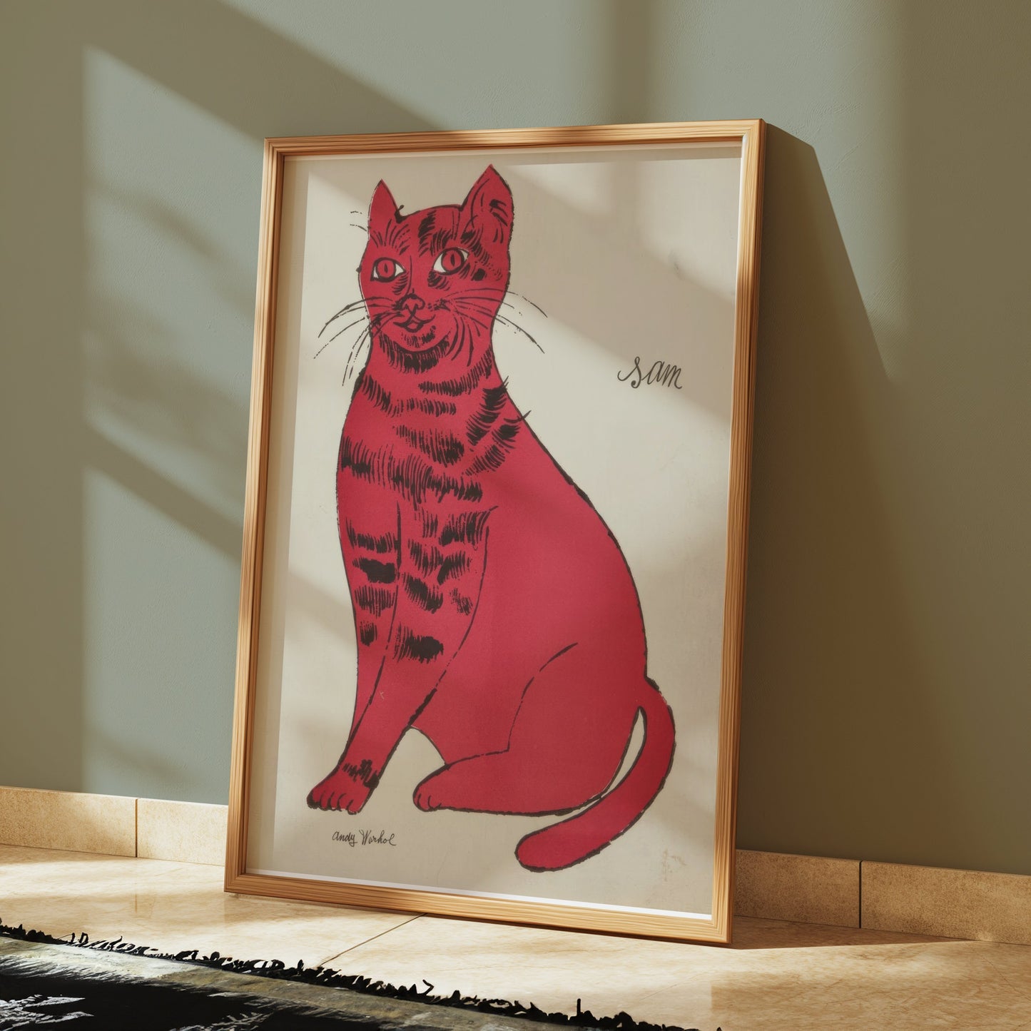 Premium Poster of Bright Red Cat Illustration Sam Vintage Art Posters