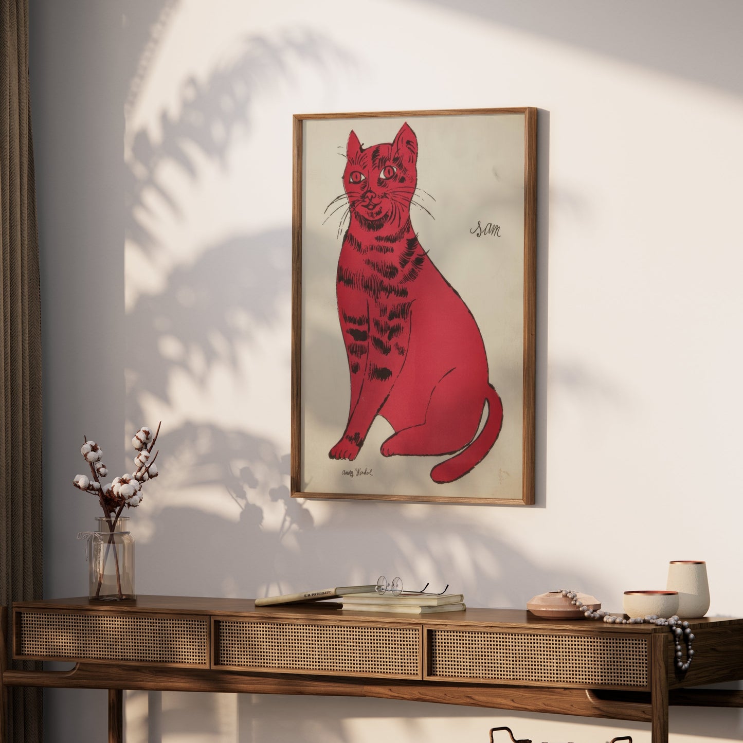 Premium Poster of Bright Red Cat Illustration Sam Vintage Art Posters