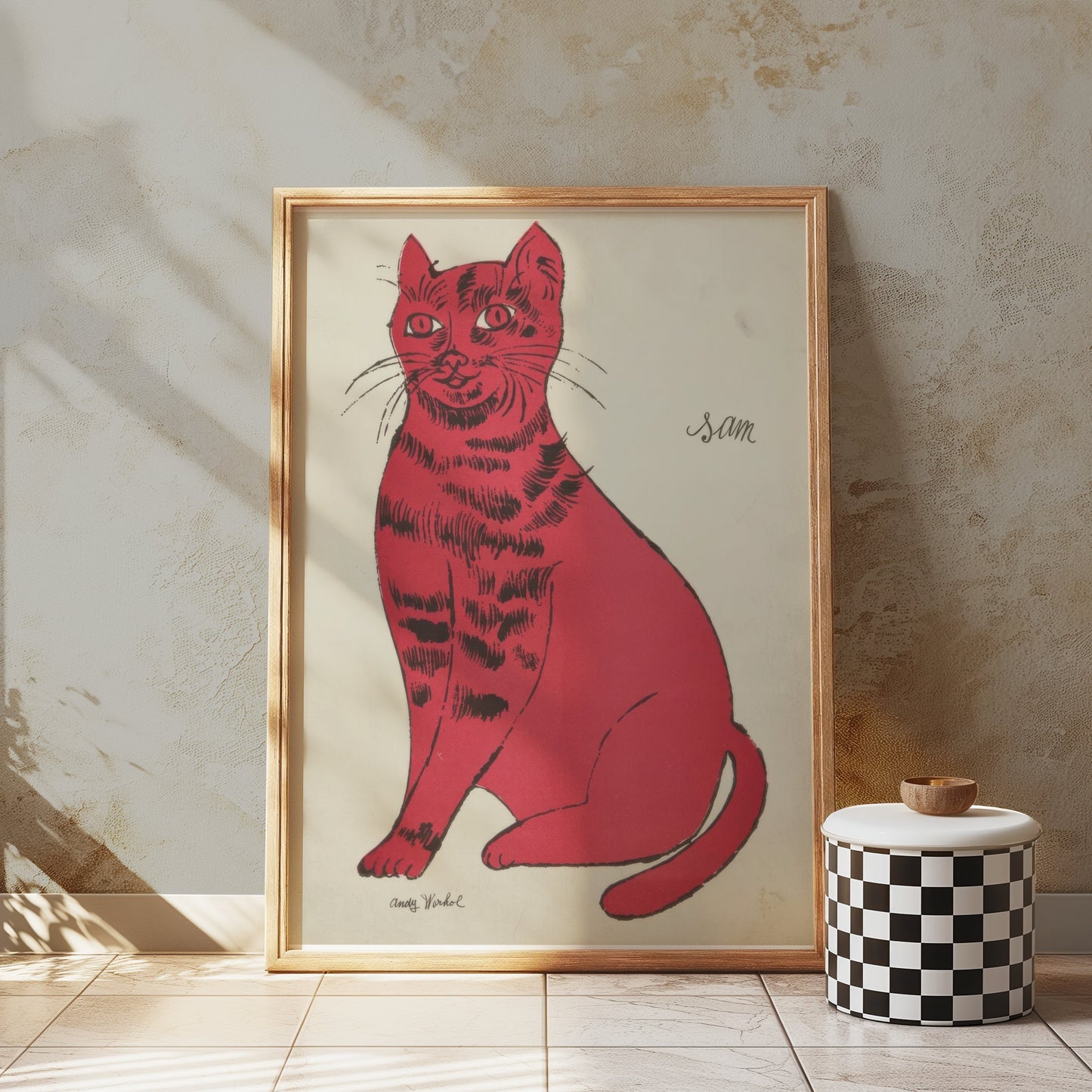 Premium Poster of Bright Red Cat Illustration Sam Vintage Art Posters