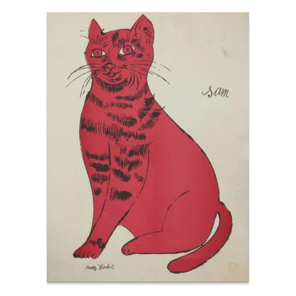 Premium Poster of Bright Red Cat Illustration Sam Vintage Art Posters