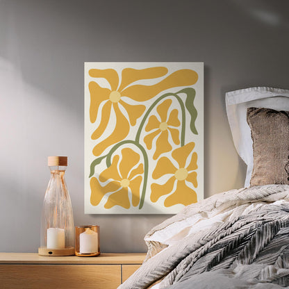 Premium Poster of Bright Yellow Flower Design Floral Wall Art Canvas Wraps