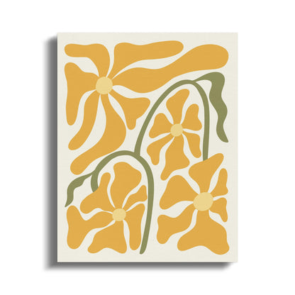 Premium Poster of Bright Yellow Flower Design Floral Wall Art Canvas Wraps