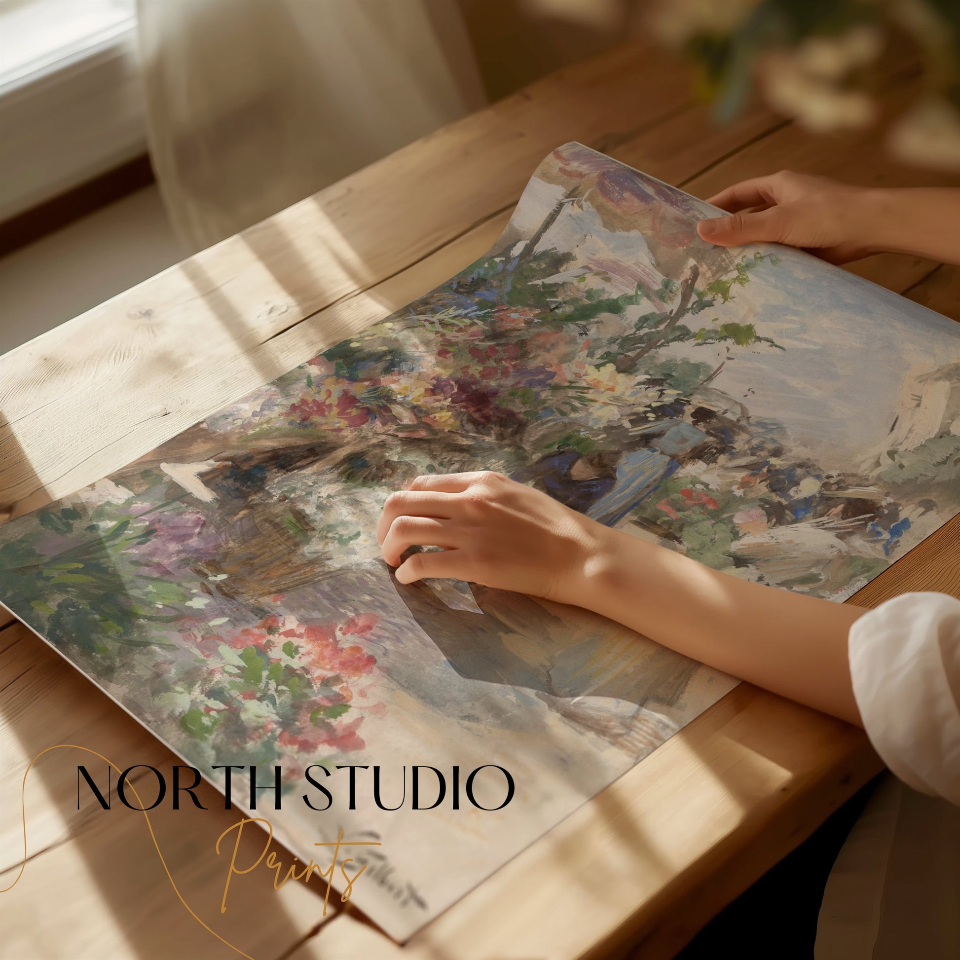 Premium Poster of Bright and Colorful Flower Market Scene Posters
