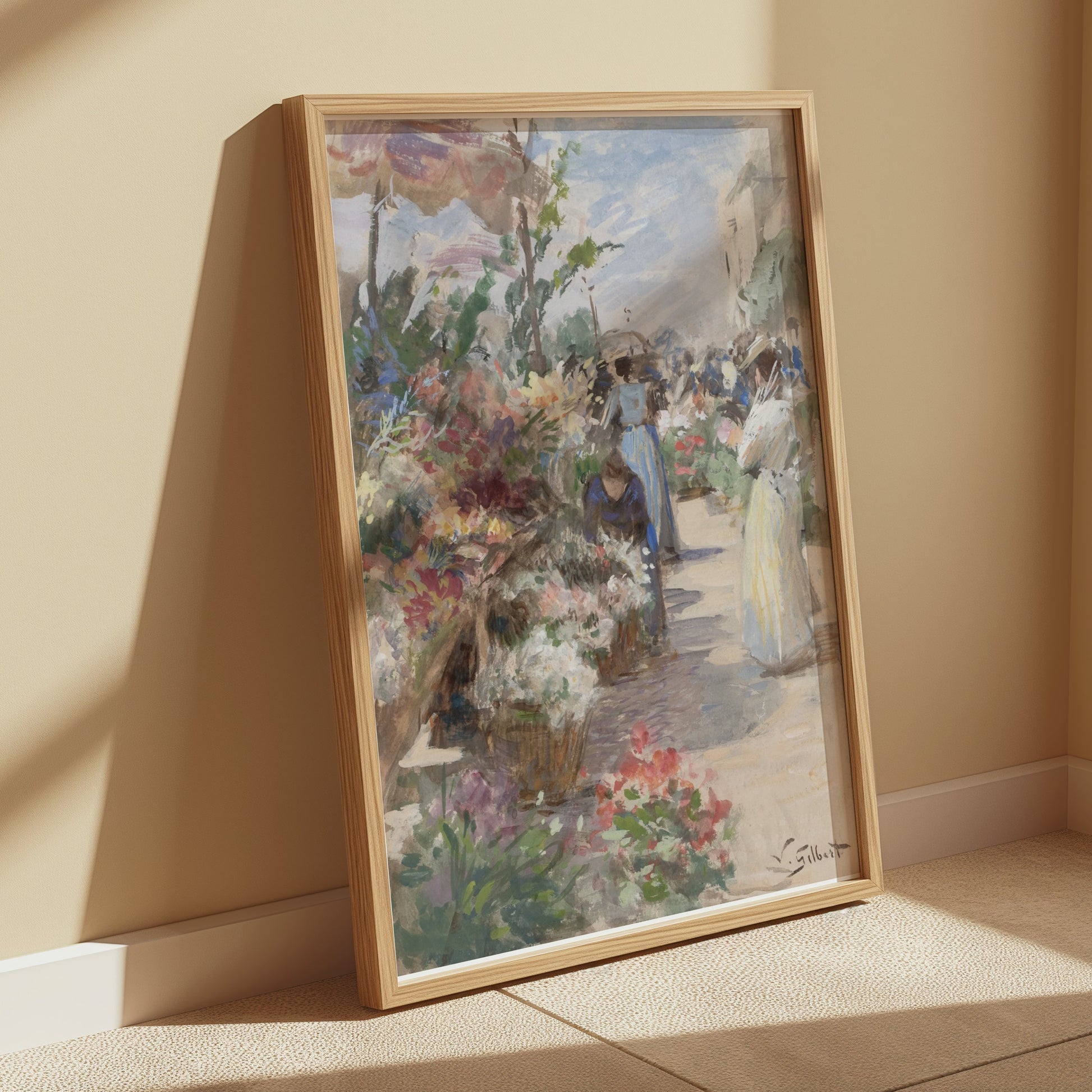 Premium Poster of Bright and Colorful Flower Market Scene Posters
