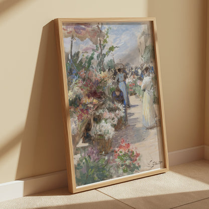 Premium Poster of Bright and Colorful Flower Market Scene Posters
