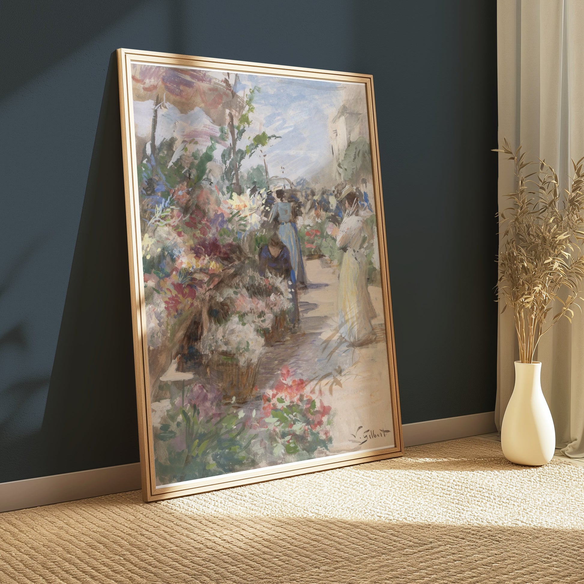 Premium Poster of Bright and Colorful Flower Market Scene Posters