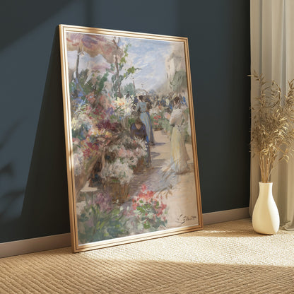 Premium Poster of Bright and Colorful Flower Market Scene Posters