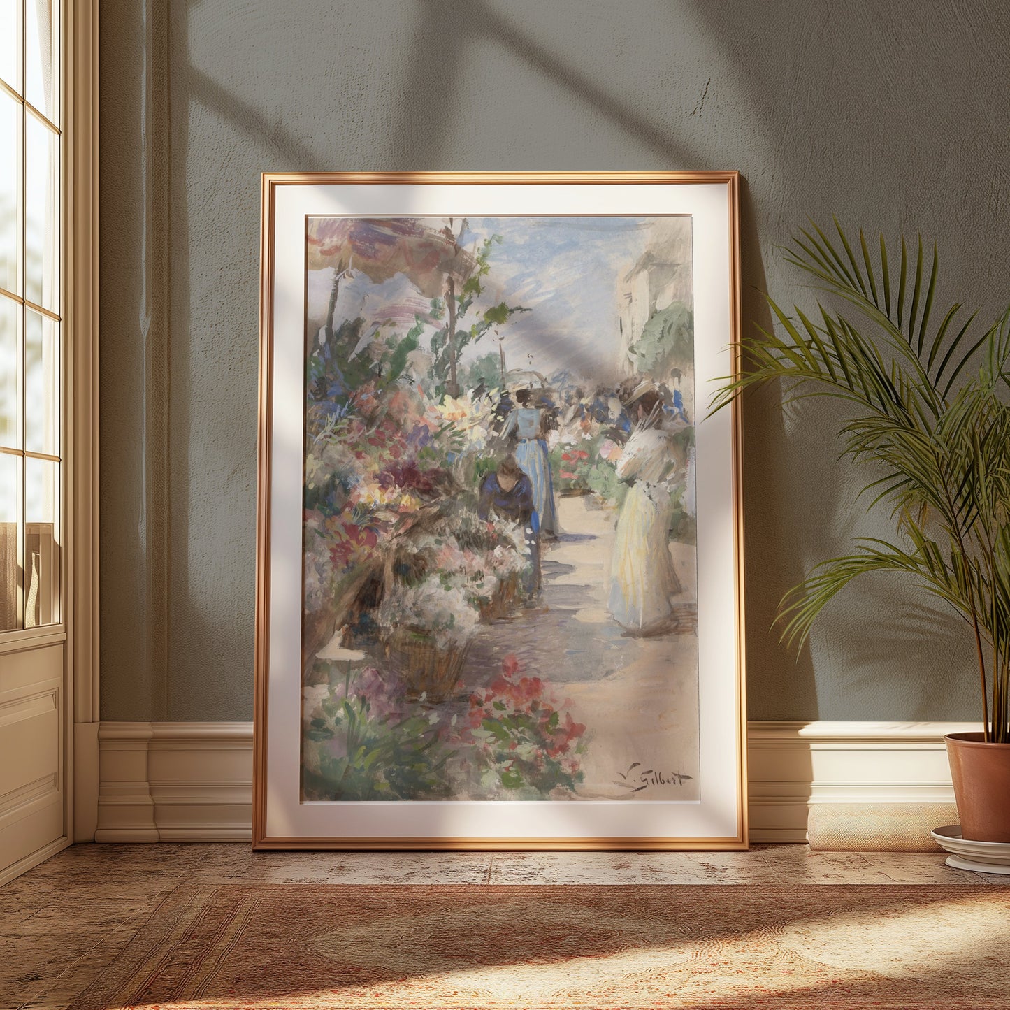 Premium Poster of Bright and Colorful Flower Market Scene Posters