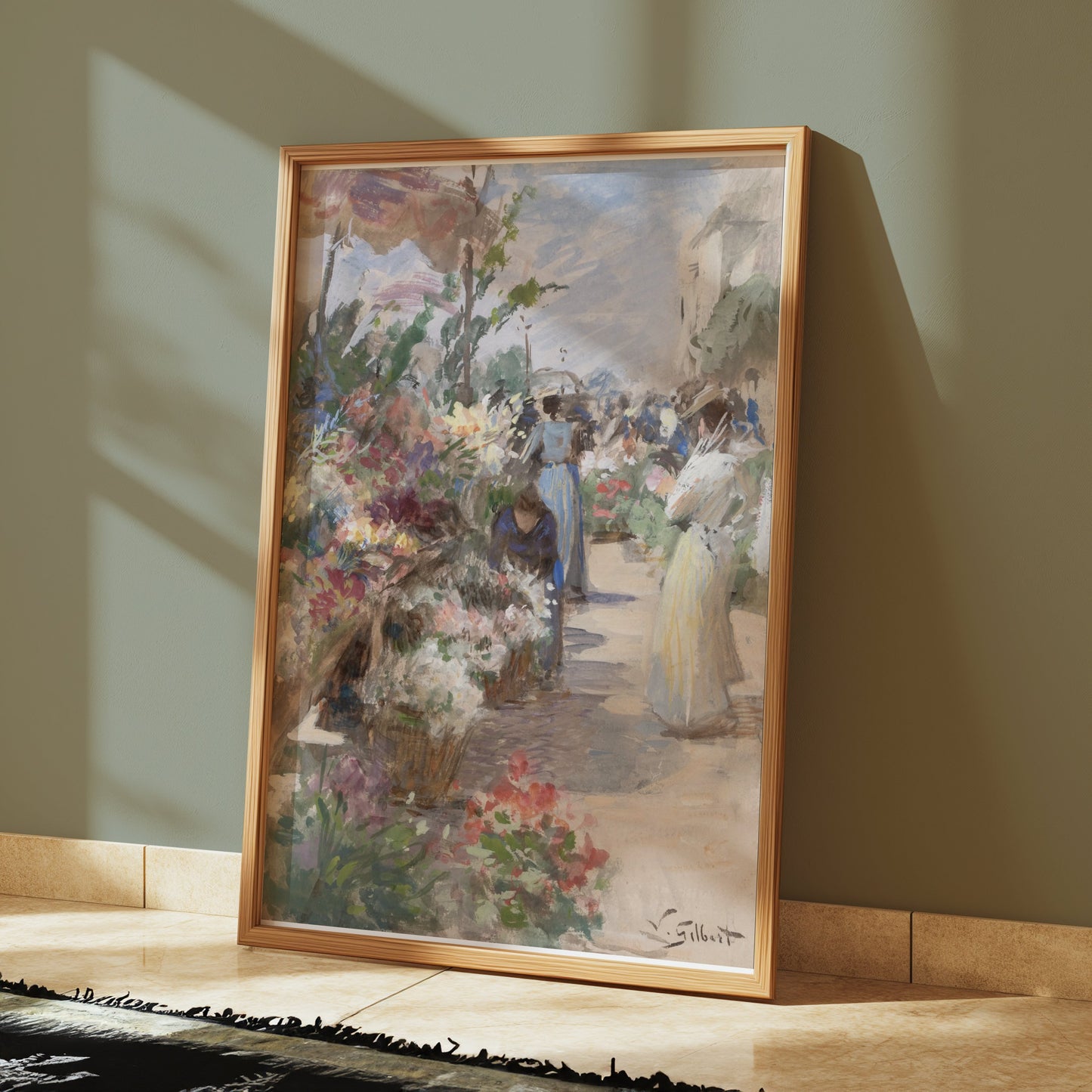Premium Poster of Bright and Colorful Flower Market Scene Posters