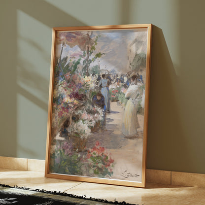 Premium Poster of Bright and Colorful Flower Market Scene Posters