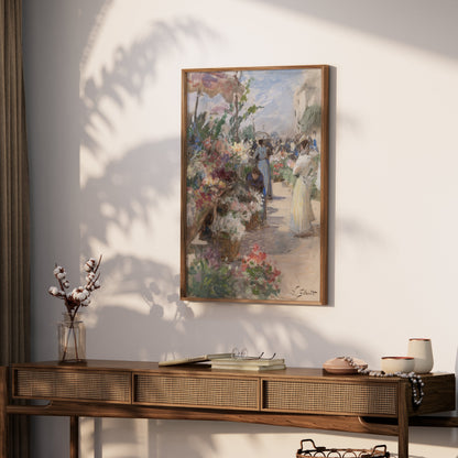 Premium Poster of Bright and Colorful Flower Market Scene Posters