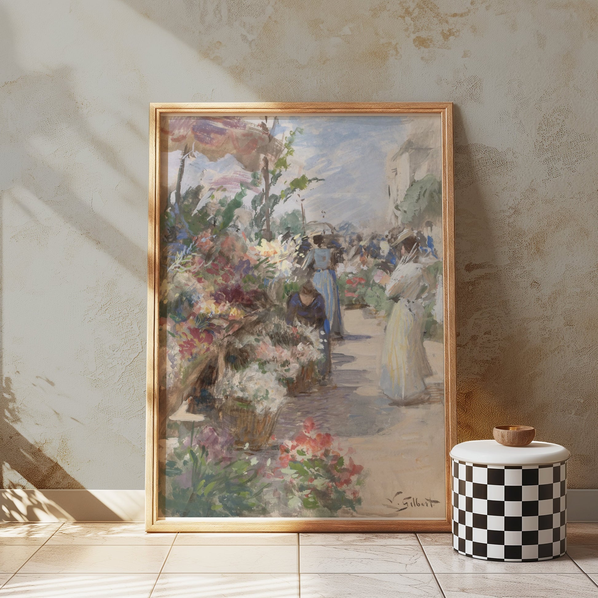 Premium Poster of Bright and Colorful Flower Market Scene Posters