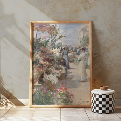 Premium Poster of Bright and Colorful Flower Market Scene Posters