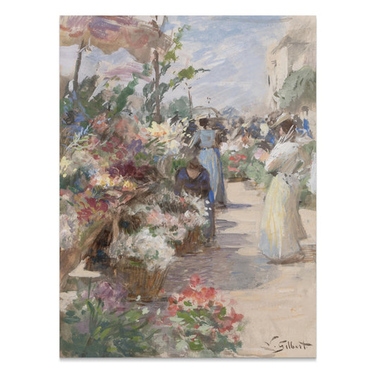Premium Poster of Bright and Colorful Flower Market Scene Posters