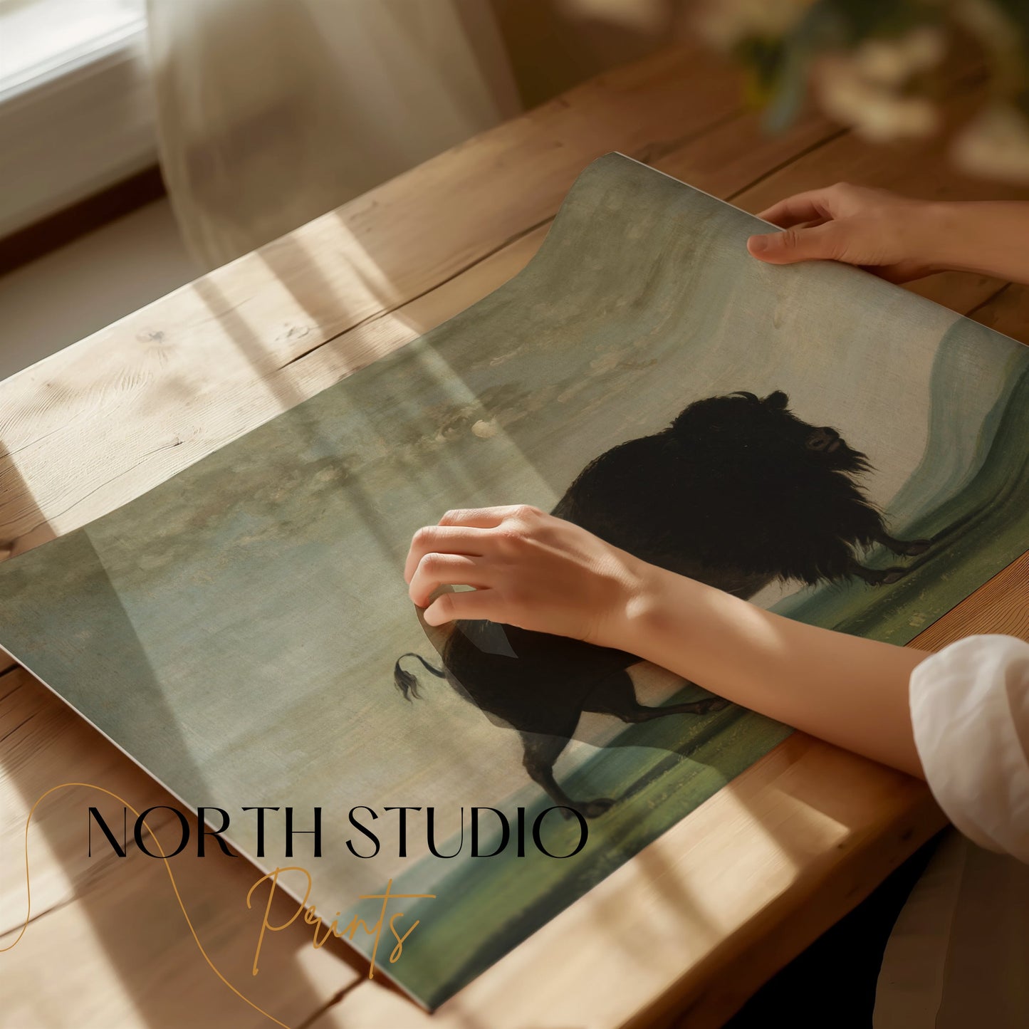 Premium Poster of Buffalo in Landscape Art Print Posters